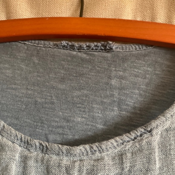 Made in Italy Muted Blue Linen Short Sleeve Top Shirt Sz Medium - Picture 6 of 7